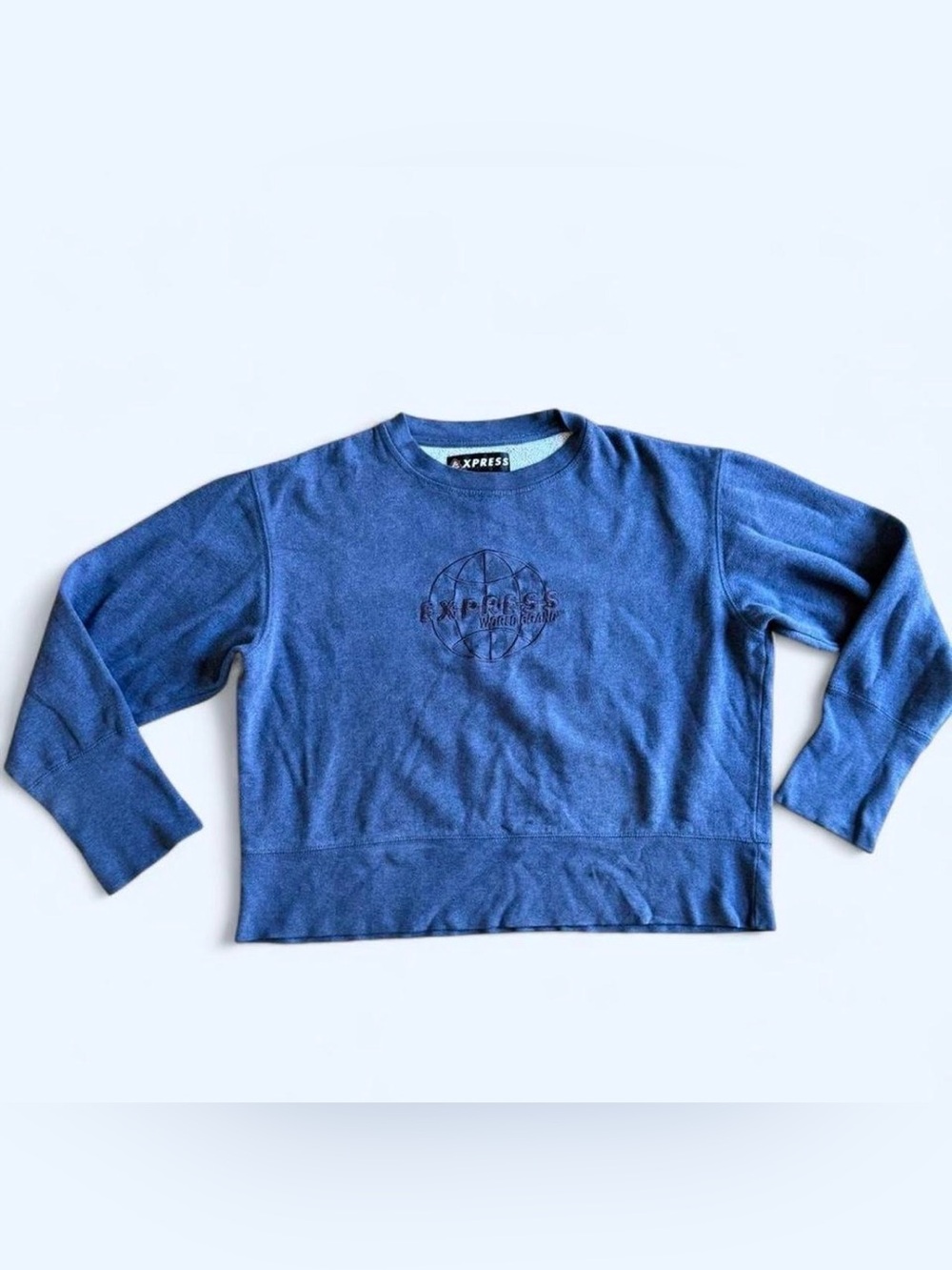 Vintage 90s Express Blue Oversized Crewneck Pullover Sweatshirt Size Medium